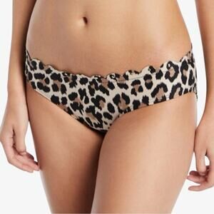 Kate Spade Crystal Cove Leopard Print Bikini Swim Bottom XL Studded Scallop Edge